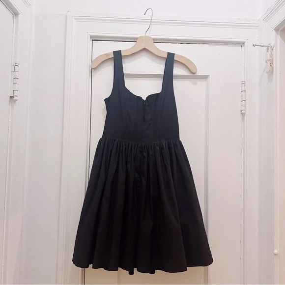 Reset Black Corset Sleeveless Square Neck Full Skirt Mini Dress Summer Evening - Picture 3 of 5